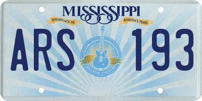 MS license plate ARS193