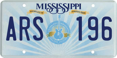 MS license plate ARS196