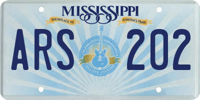 MS license plate ARS202