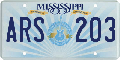 MS license plate ARS203
