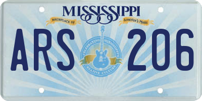 MS license plate ARS206