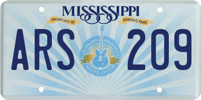 MS license plate ARS209