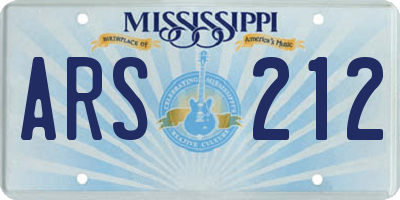 MS license plate ARS212
