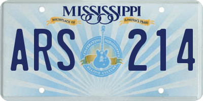 MS license plate ARS214