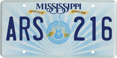 MS license plate ARS216
