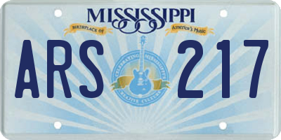 MS license plate ARS217