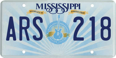 MS license plate ARS218
