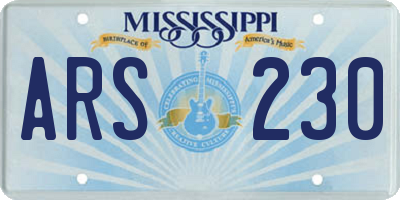 MS license plate ARS230