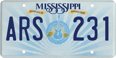 MS license plate ARS231