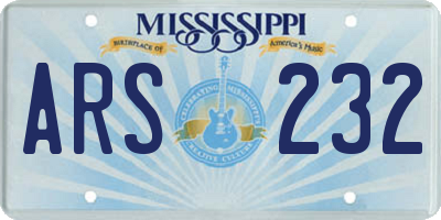MS license plate ARS232