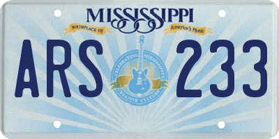 MS license plate ARS233