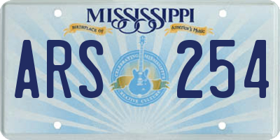 MS license plate ARS254