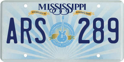 MS license plate ARS289