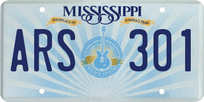 MS license plate ARS301
