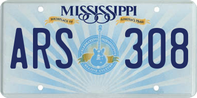 MS license plate ARS308