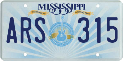 MS license plate ARS315