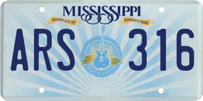 MS license plate ARS316