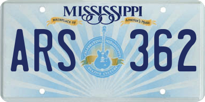 MS license plate ARS362