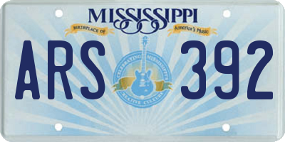 MS license plate ARS392