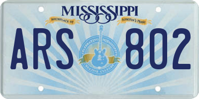 MS license plate ARS802