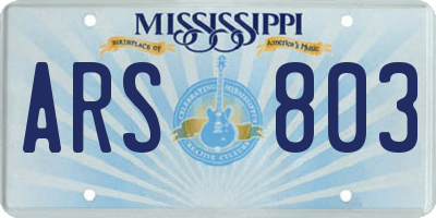 MS license plate ARS803