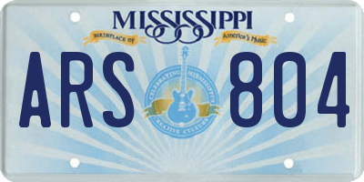 MS license plate ARS804