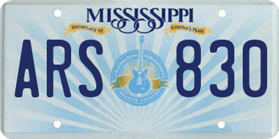 MS license plate ARS830