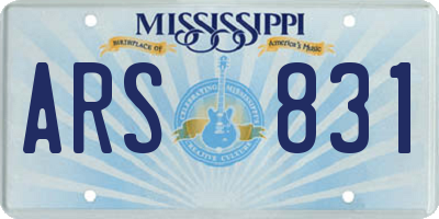 MS license plate ARS831