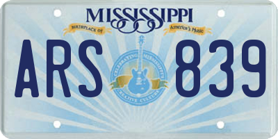 MS license plate ARS839
