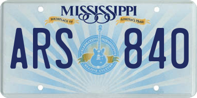 MS license plate ARS840