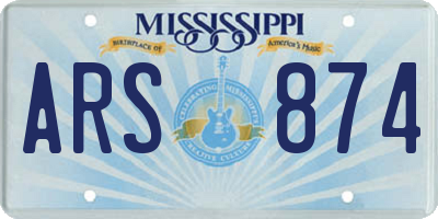 MS license plate ARS874