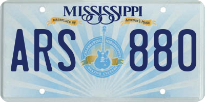 MS license plate ARS880