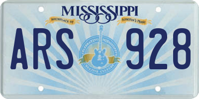 MS license plate ARS928