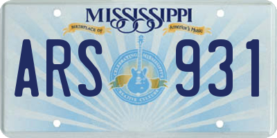 MS license plate ARS931