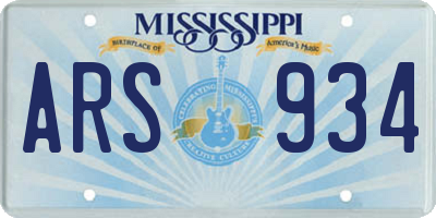 MS license plate ARS934