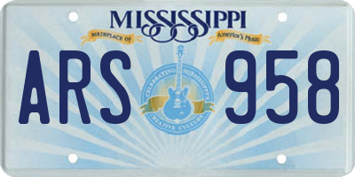 MS license plate ARS958