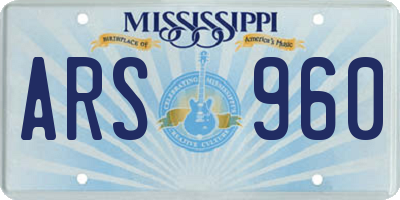 MS license plate ARS960