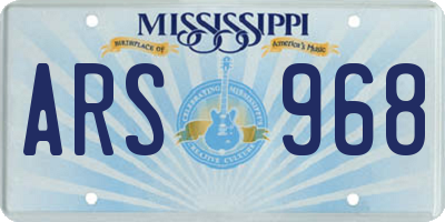 MS license plate ARS968