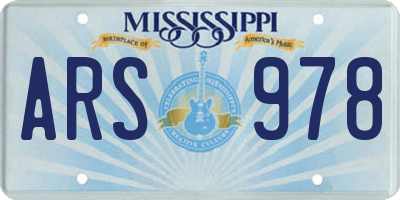 MS license plate ARS978