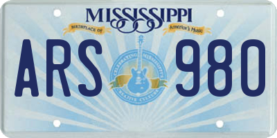MS license plate ARS980
