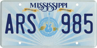 MS license plate ARS985