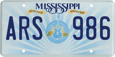 MS license plate ARS986