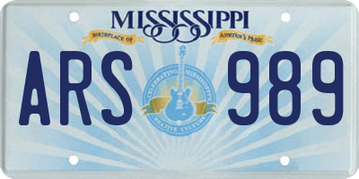 MS license plate ARS989