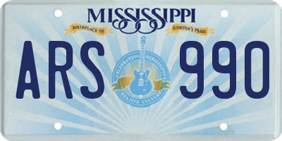 MS license plate ARS990