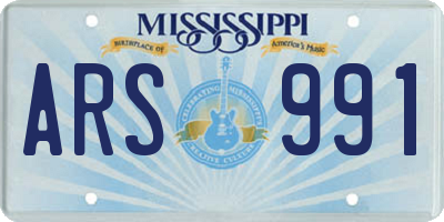 MS license plate ARS991