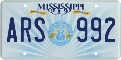 MS license plate ARS992