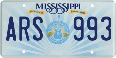 MS license plate ARS993
