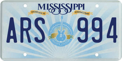 MS license plate ARS994