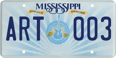 MS license plate ART003