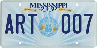 MS license plate ART007